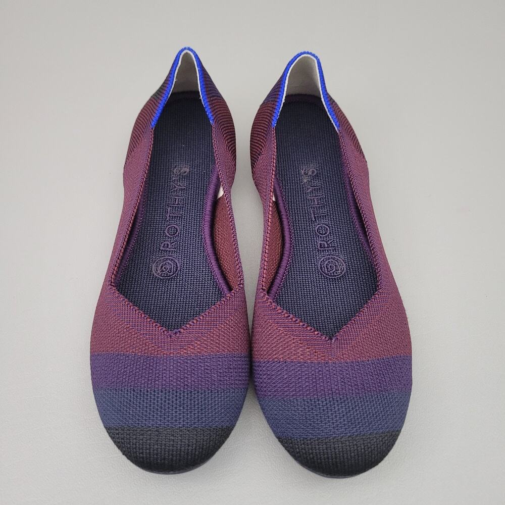 Rothy's Flat Blackberry Captoe Ombre Striped Rare Size 7